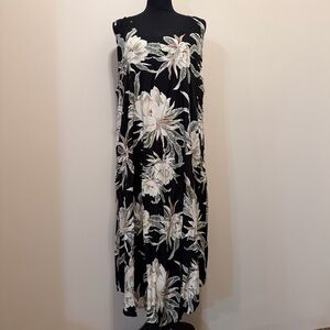 Hawaii Station Women Plus Size Floral Sleeveless Black Dress Tropical Resortwear